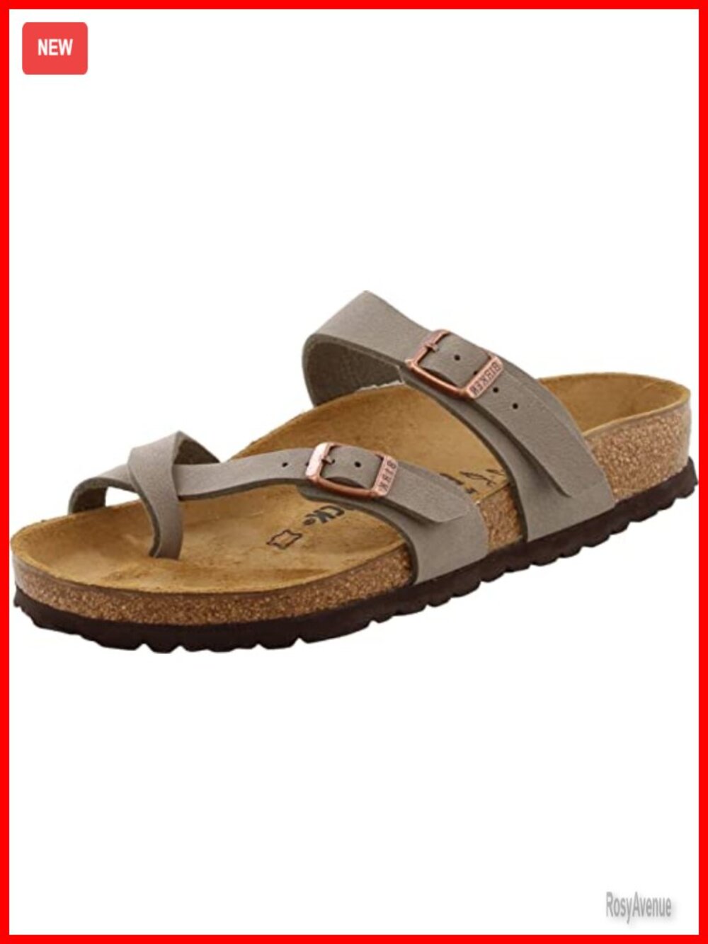 Birko-Flor Birkibuc Slide Sandal Adjustable Buckle Cork Footbed